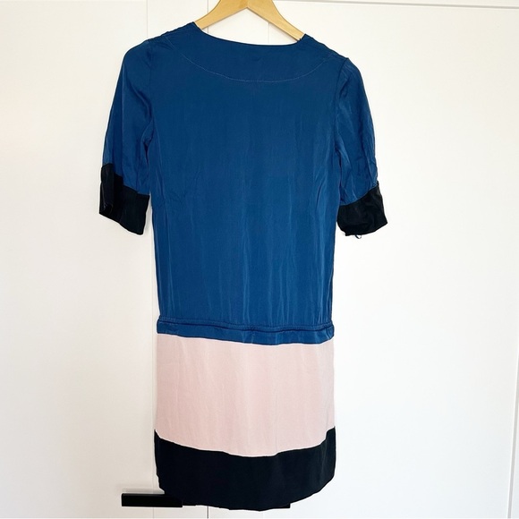 Diane Von Furstenberg Silk Koemi Dress Casual Chic Dropwaist 2 XS navy pink - Picture 4 of 9